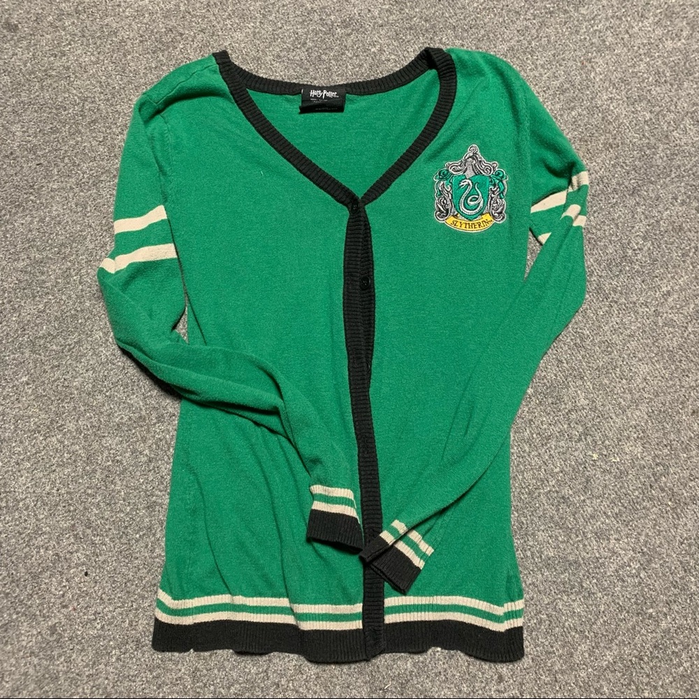 Green Harry Potter Slytherin Cardigan with Embroidered Patch